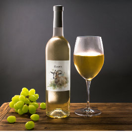 Etiqueta Para Botella De Licor Cabra de granja acuarela, personalizado