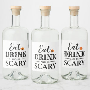 Etiqueta Para Botella De Licor Calabaza Blanca Moderna Come Bebe y Sé Espantoso