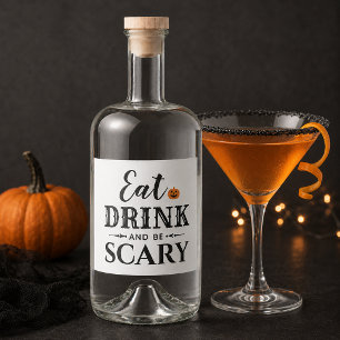 Etiqueta Para Botella De Licor Calabaza Blanca Moderna Come Bebe y Sé Espantoso