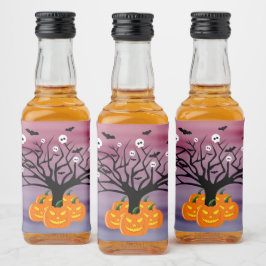Etiqueta Para Botella De Licor Calabaza de Halloween Jack del Árbol Muerto de los