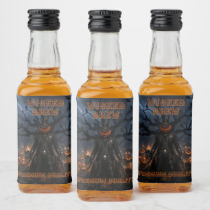 Etiqueta Para Botella De Licor Calabaza espeluznante de Halloween Sheriff Vaquero