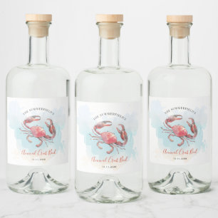 Etiqueta Para Botella De Licor Cangrejo hervir marisco Fiesta acuática