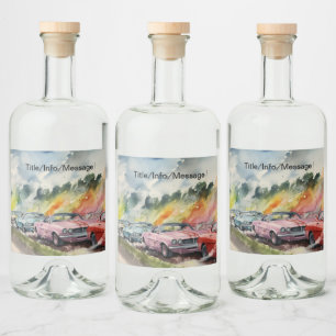 Etiqueta Para Botella De Licor Carreras de arrastre retro Imprimir color de agua