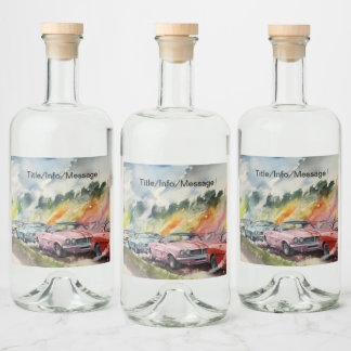 Etiqueta Para Botella De Licor Carreras de arrastre retro Imprimir color de agua