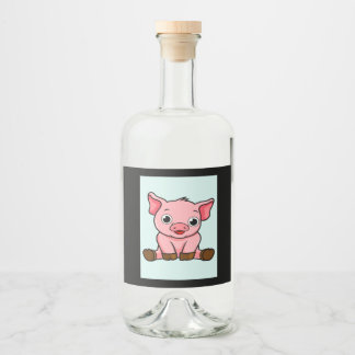 Etiqueta Para Botella De Licor Cartoon Pig_Pig Lover
