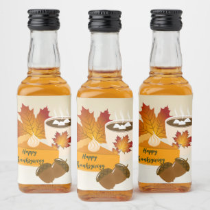 Etiqueta Para Botella De Licor Cena de Acción de Gracias Cocina Calabaza Pie Choc