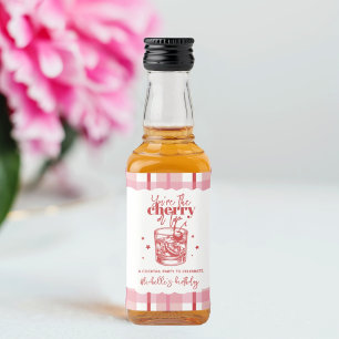 Etiqueta Para Botella De Licor Cereza en la Parte Superior Rojo Rosa Cóctel Fiest