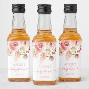 Etiqueta Para Botella De Licor Chica de color rosa rosa floral verde Baby Shower