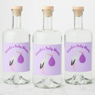 Etiqueta Para Botella De Licor Chupada de bebé de género neutro Morado Cigüeña