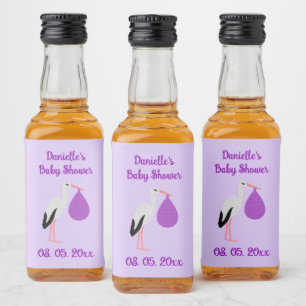 Etiqueta Para Botella De Licor Chupada de bebé de género neutro Morado Cigüeña