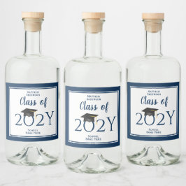 Etiqueta Para Botella De Licor Clase de 2023 Elegante Partido de Graduación Azul 