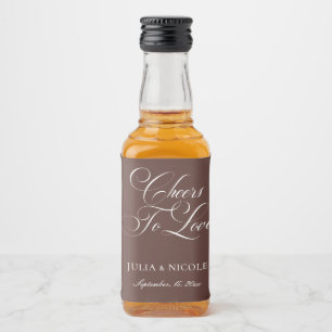 Etiqueta Para Botella De Licor Clásico Marrón Marfil Caligrafía Brindis Boda