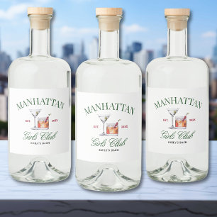 Etiqueta Para Botella De Licor Clubes de Chicas Verdes y Rojas Cócteles con Clase