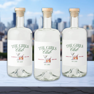 Etiqueta Para Botella De Licor Cócteles Elegantes Club de Chicas Verde y Rojo