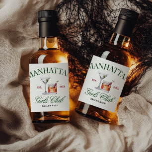 Etiqueta Para Botella De Licor Cócteles Elegantes Club de Chicas Verde y Rojo