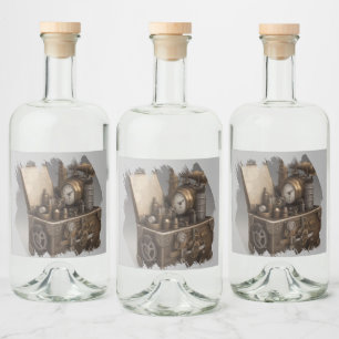 Etiqueta Para Botella De Licor Cojín del tesoro con engranajes