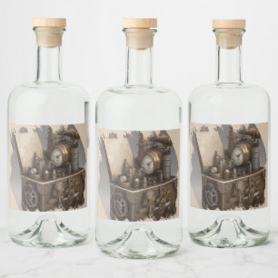 Etiqueta Para Botella De Licor Cojín del tesoro con engranajes