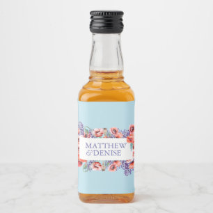 Etiqueta Para Botella De Licor Colección de amapola con fondo azul azucarado con 