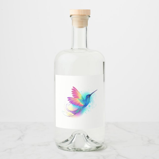 Etiqueta Para Botella De Licor Colibrí arcoiris exótica (Anverso)