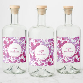 Etiqueta Para Botella De Licor Color de agua de mariposa rosa