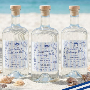 Etiqueta Para Botella De Licor Conchas marinas y campanas de boda Fiesta de solte