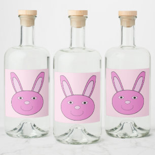 Etiqueta Para Botella De Licor Conejito Rosa Cara de Niña Primavera Pascua