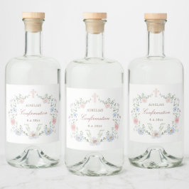 Etiqueta Para Botella De Licor Confirmación de marco floral elegante