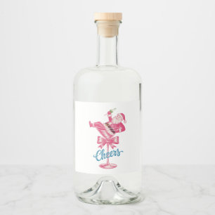 Etiqueta Para Botella De Licor Copa de cóctel de Navidad Santa Cheers Vintage Xma