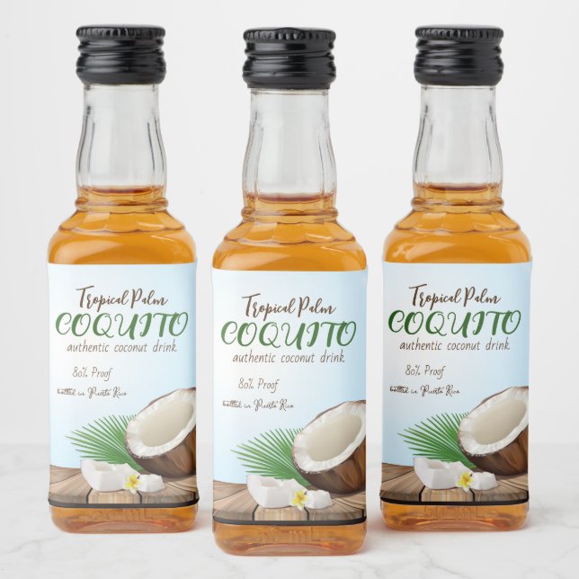 Etiqueta Para Botella De Licor Coquito coco tropical (Botellas)