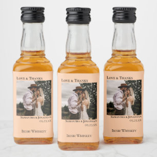 Etiqueta Para Botella De Licor Coral Peach Love & Gracias Boda Photo Mini
