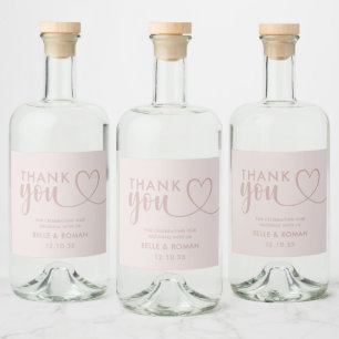 Etiqueta Para Botella De Licor Corazón moderno Gracias Caligrafía Rosa Dorado