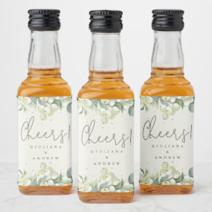 Etiqueta Para Botella De Licor Cream Snowberry+Eucalyptus Winter Wedding Mini