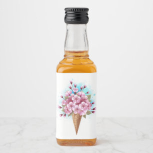 Etiqueta Para Botella De Licor Crema rosa de hielo Sakura Waffle Cone