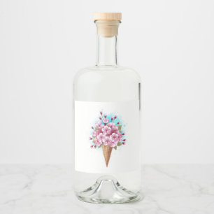 Etiqueta Para Botella De Licor Crema rosa de hielo Sakura Waffle Cone