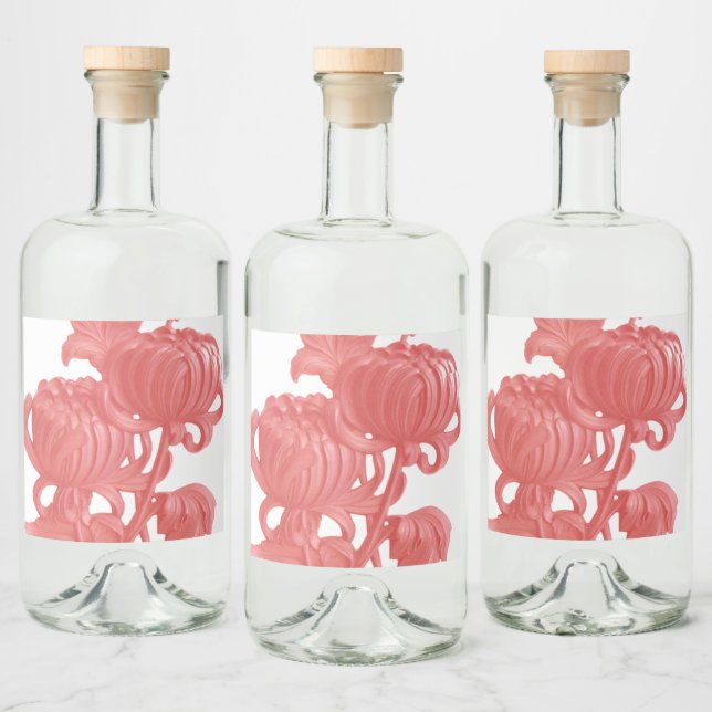 Etiqueta Para Botella De Licor Crisantemo rosa (Botellas)