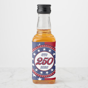 Etiqueta Para Botella De Licor Cumpleaños 250 de América con bandera de EE. UU.