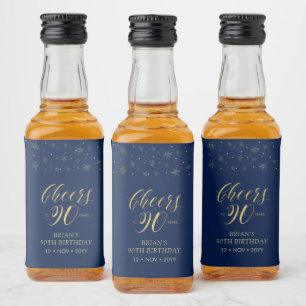 Etiqueta Para Botella De Licor Cumpleaños de 90 años, Cheers 90 años