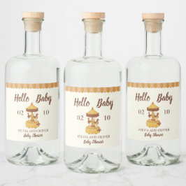 Etiqueta Para Botella De Licor Cute carrusel de agua neutra de género ducha de be