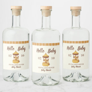 Etiqueta Para Botella De Licor Cute carrusel de agua neutra de género ducha de be