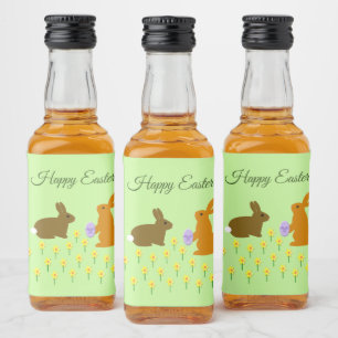 Etiqueta Para Botella De Licor Cute Easter Bunnies and Daffodils Personalizado