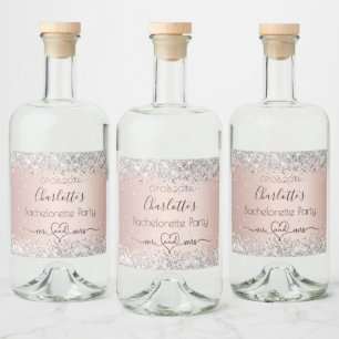Etiqueta Para Botella De Licor Despedida de soltera rosa oro plata señor señora c