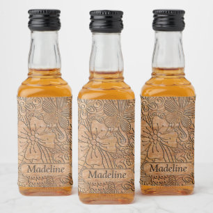 Etiqueta Para Botella De Licor Dibujos de madera con motivos florales personaliza