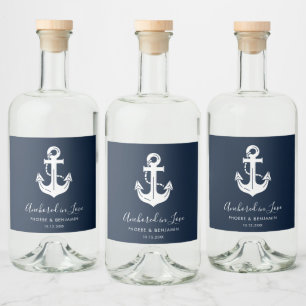 Etiqueta Para Botella De Licor Diseño de Ancla Personalizado para Boda Náutica