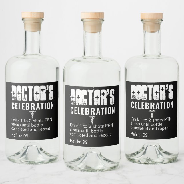 Etiqueta Para Botella De Licor Divertida celebración del Médica de Recetas (Botellas)
