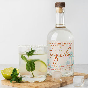 Etiqueta Para Botella De Licor Divertido Fin de Semana de Despedida Tropical de S