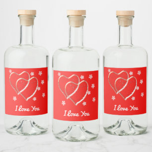 Etiqueta Para Botella De Licor dos corazones, boda romántico.Personalizado