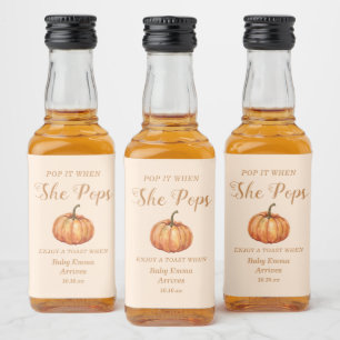 Etiqueta Para Botella De Licor Ducha de bebé de calabaza de otoño Pop it cuando e