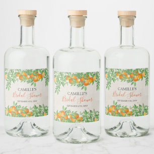 Etiqueta Para Botella De Licor Ducha de Novia Naranja Cítrico Personalizada