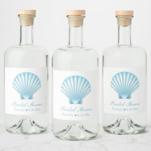Etiqueta Para Botella De Licor Ducha Náutica Azul Turquesa Bridal