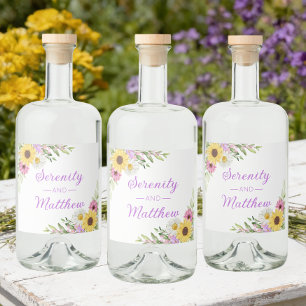 Etiqueta Para Botella De Licor Ducha Nupcial Floral Boho Girasol Margarita